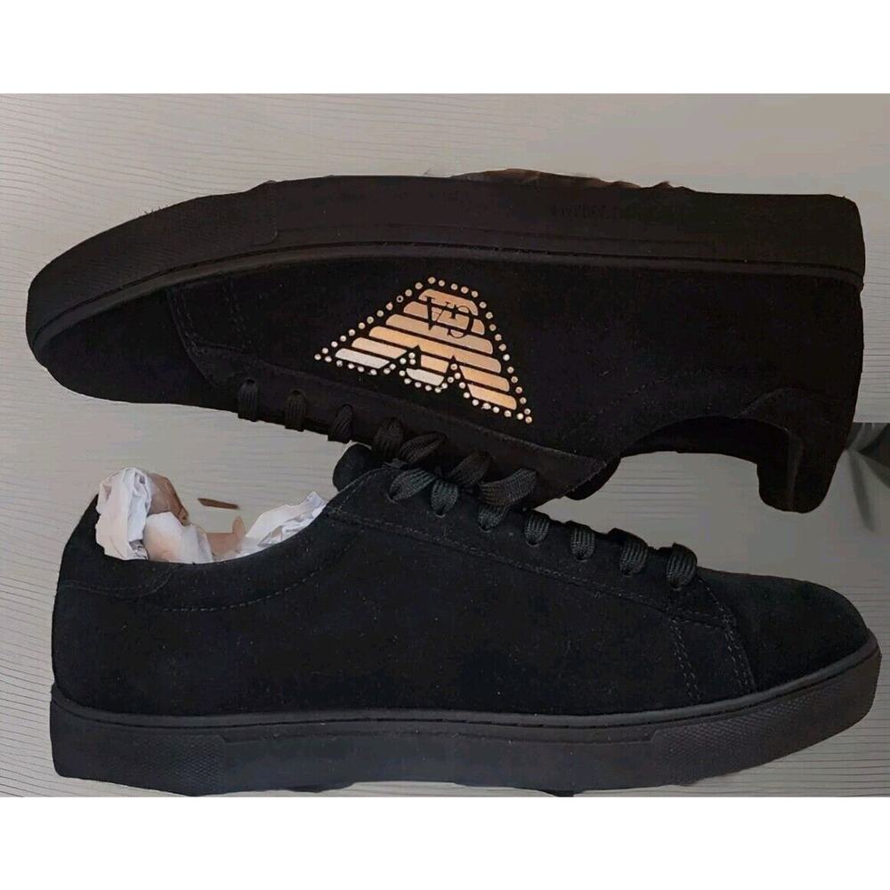 Emporium Armani Sneaker Action Leather Black+Black Women's 8M X3X104 Suede